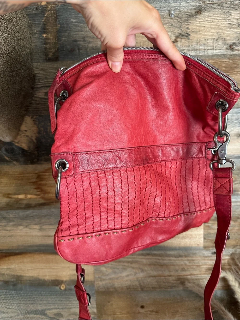 The Sak Red Leather Shoulder Bag - Women